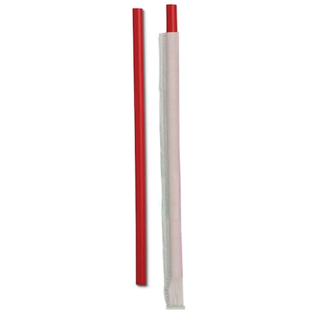 D & W Fine Pack 10.25" Tall Giant Individually Wrapped Red Straw, PK12000 DSTGW4-300R
